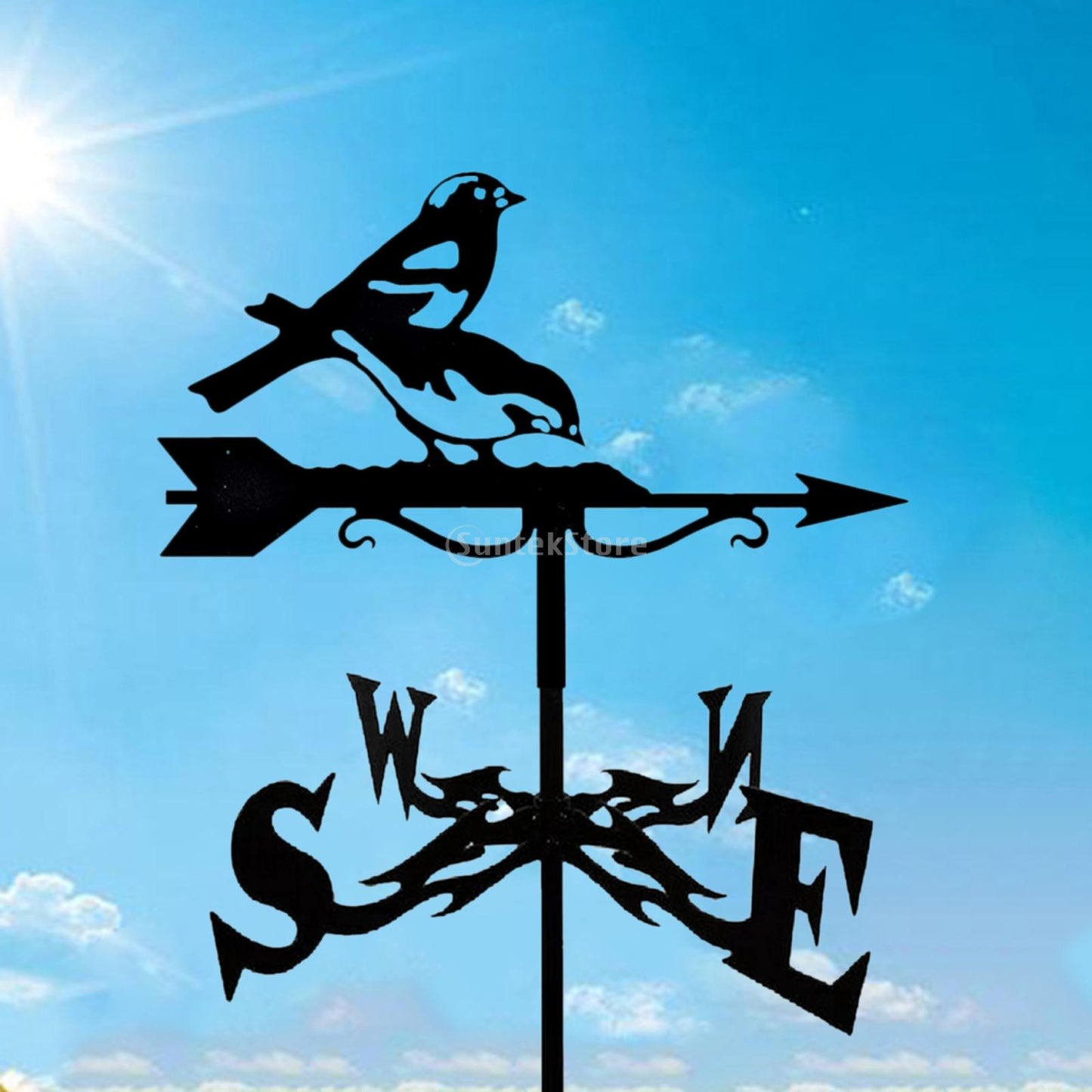 Iron Farmhouse Weather Vane Roof Mount Wind Direction Indicator Kit Outdoor Garden Bracket Weather Wind Speed Spinner