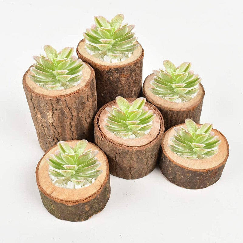 Wood Lights Holder Wooden Candlestick Succulent Plant Pot Tray Candle Holder Home Table Desktop Rustic Wedding Holiday DIY Decor