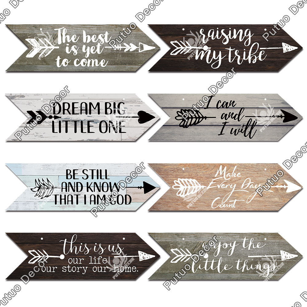 Putuo Decor Hope Wooden Arrow Signs Friendship Wooden Plaque for Wood Hanging Sign Living Room Wall Decor Rustic Home Decor