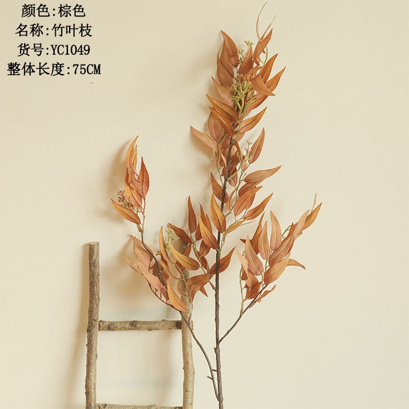 INS Bamboo Leaf long Branch Artificial leaves silk Flowers apartment decorating Wedding farmhouse home decor fake plants willow