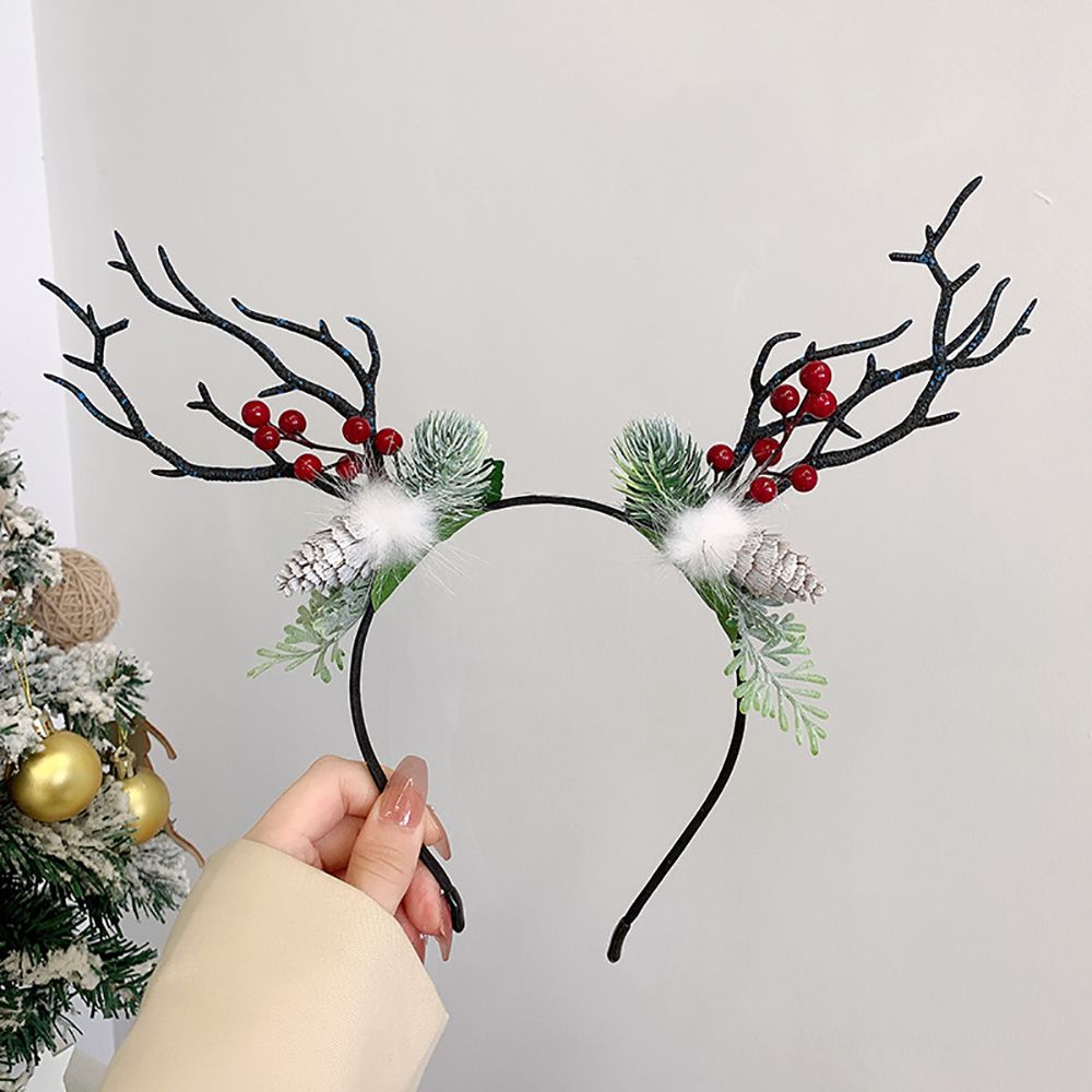 Cute Deer Antlers Branch Flower Twig Headband Creative Fancy Cosplay Headdress for Women Christmas Costume Hair Accessories