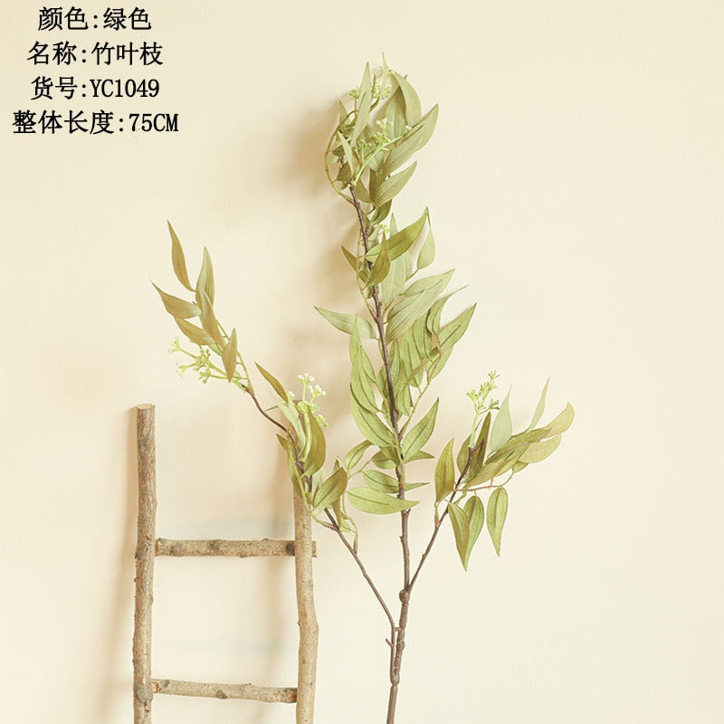 INS Bamboo Leaf long Branch Artificial leaves silk Flowers apartment decorating Wedding farmhouse home decor fake plants willow