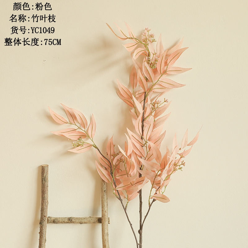 INS Bamboo Leaf long Branch Artificial leaves silk Flowers apartment decorating Wedding farmhouse home decor fake plants willow