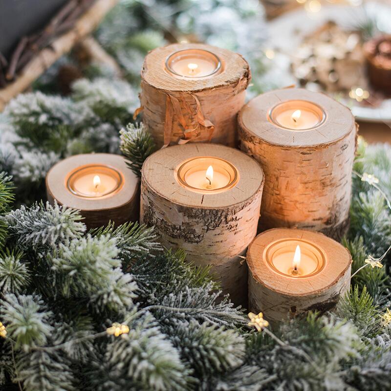 Wood Lights Holder Wooden Candlestick Succulent Plant Pot Tray Candle Holder Home Table Desktop Rustic Wedding Holiday DIY Decor