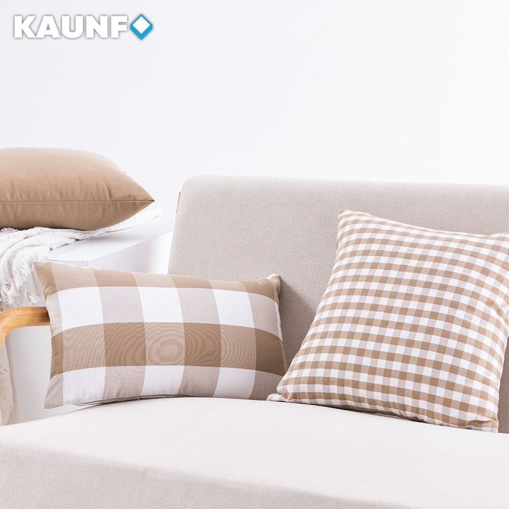 KAUNF Farmhouse Buffalo Check Plaid Throw Pillow Covers Decorative Christmas Cushion Covers Cotton Linen Pillowcase Home Decor