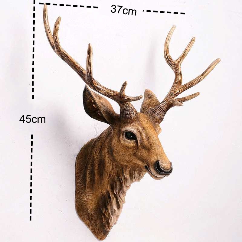 Faux Deer Head, Faux Taxidermy Animal Head Wall Decor Handmade Farmhouse Decor Resin Home Decoration Accessories Modern for Wall