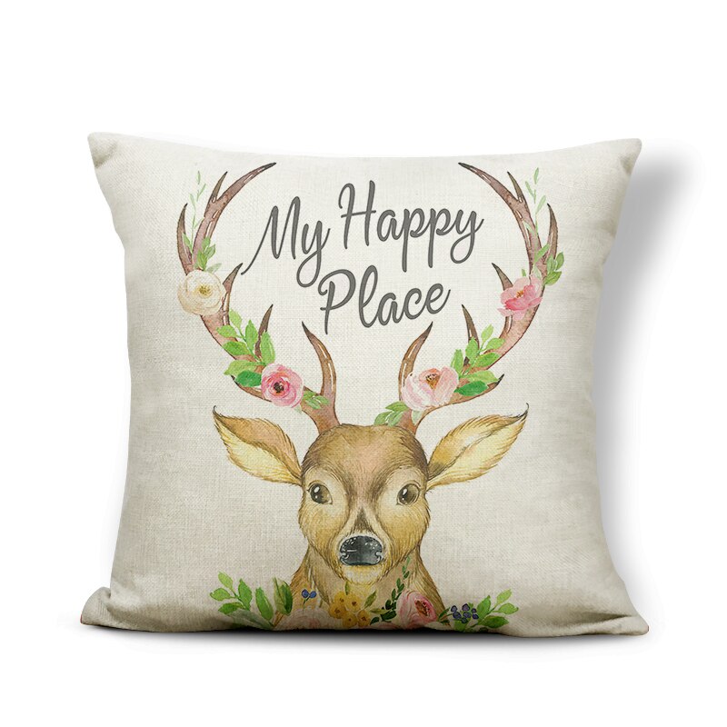 Personalized Animal Painted Goat Rabbit Fox Pillow Square 17x17inches Polyester Garland Deer Balloon Decoration Cushion Covers