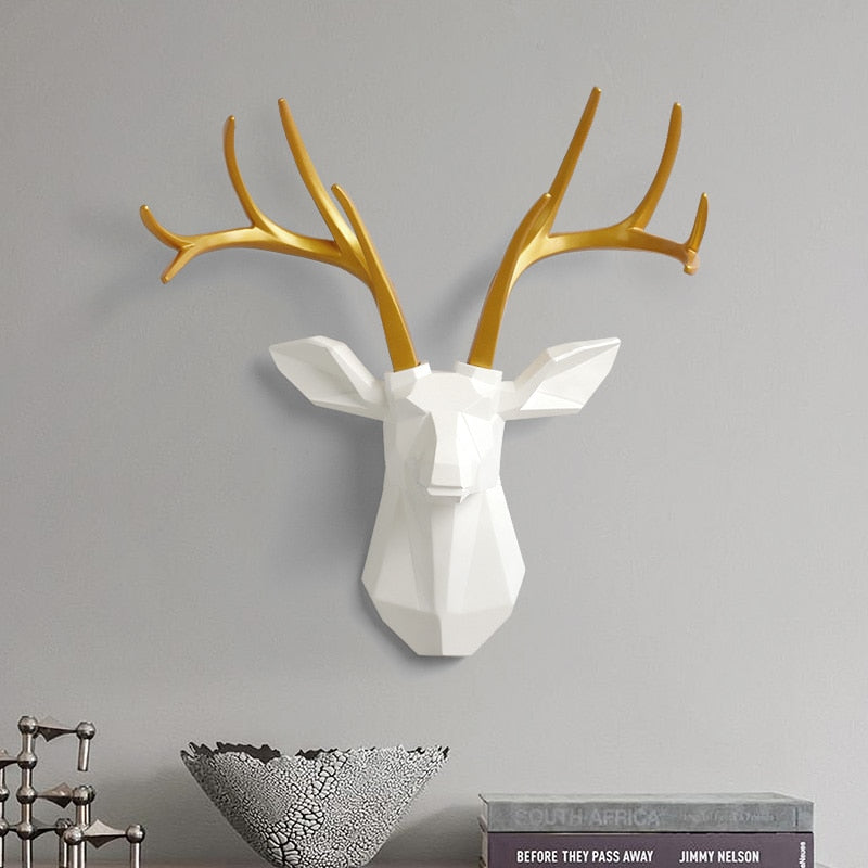 Wall Décor 3d Deer head decorative figures home decoration accessories Animal Sculputre Art for wall Living Room Deer statue