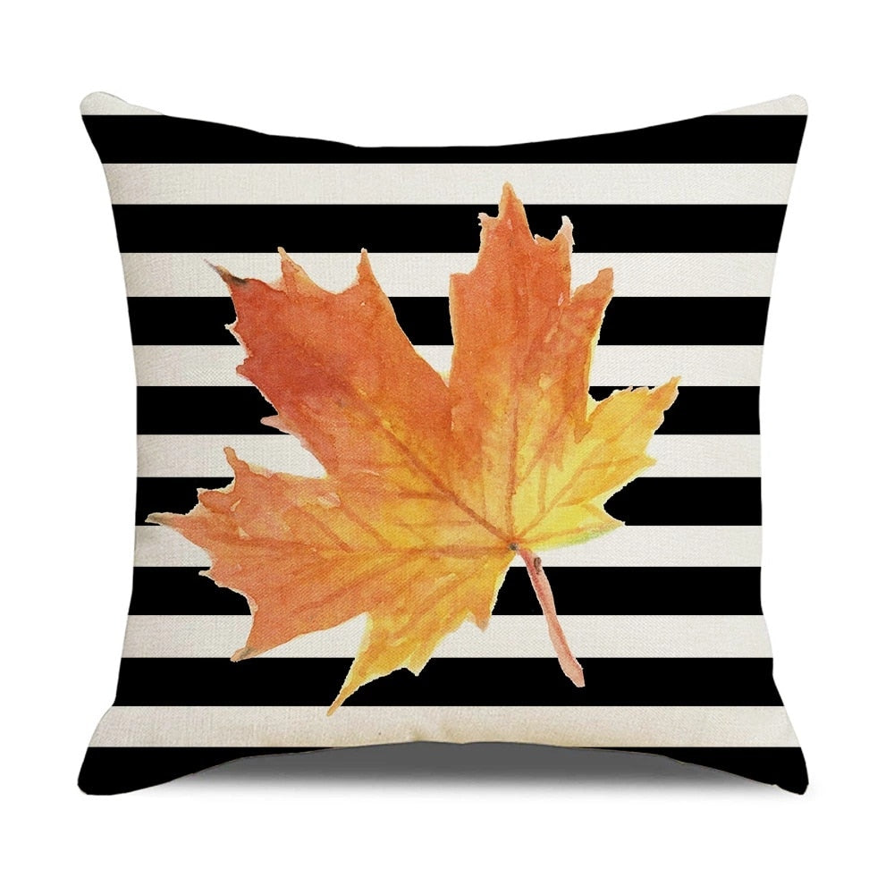 Fall Pumpkin Cushion Covers 18x18 Inch Farmhouse Decor Thanksgiving Buffalo Check Linen Throw Pillow Covers Happy Thanksgiving