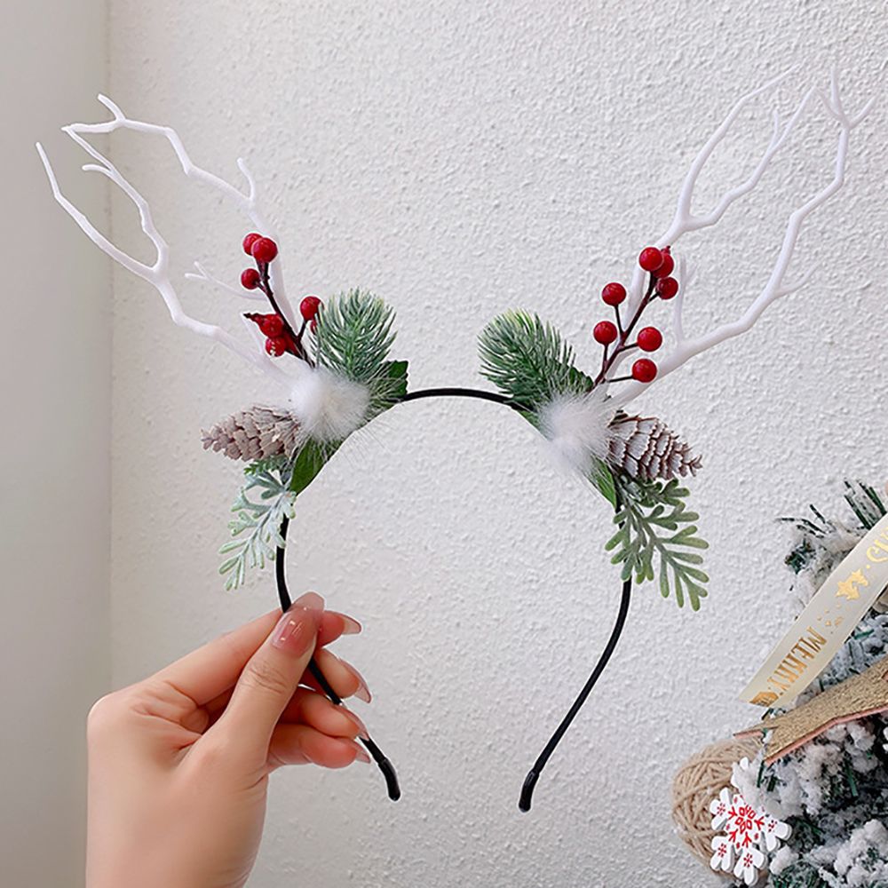 Cute Deer Antlers Branch Flower Twig Headband Creative Fancy Cosplay Headdress for Women Christmas Costume Hair Accessories