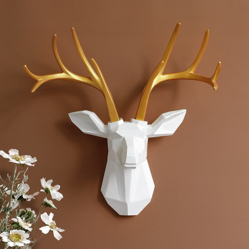 Wall Décor 3d Deer head decorative figures home decoration accessories Animal Sculputre Art for wall Living Room Deer statue