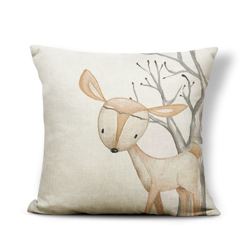 Personalized Animal Painted Goat Rabbit Fox Pillow Square 17x17inches Polyester Garland Deer Balloon Decoration Cushion Covers