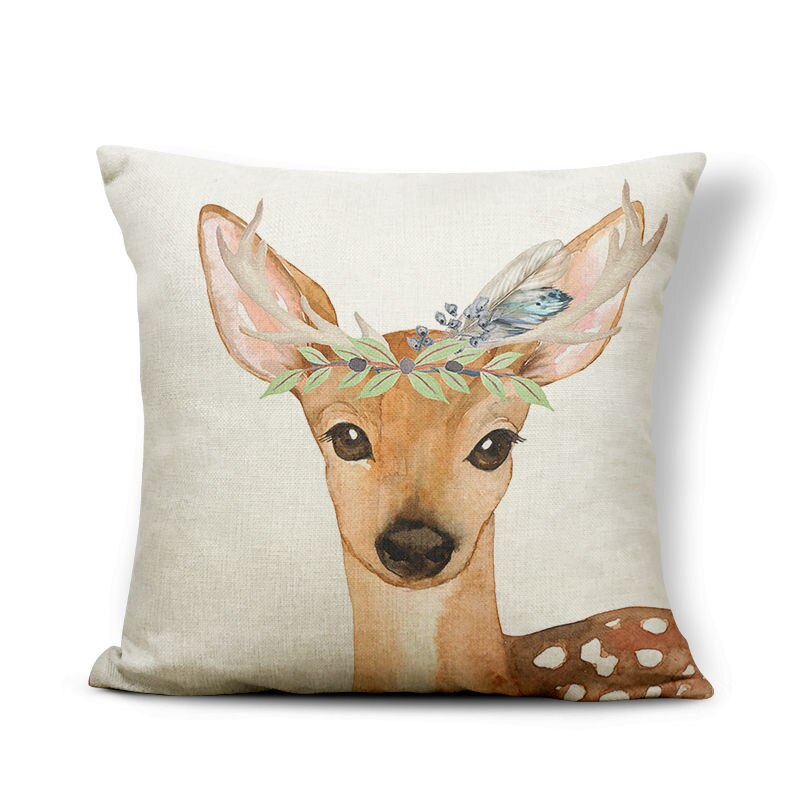 Personalized Animal Painted Goat Rabbit Fox Pillow Square 17x17inches Polyester Garland Deer Balloon Decoration Cushion Covers