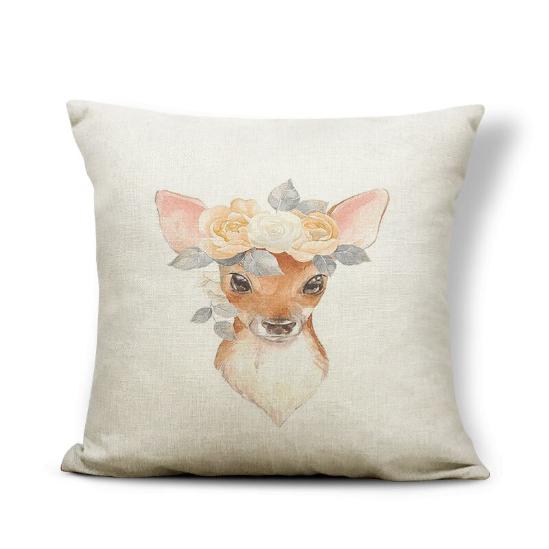 Personalized Animal Painted Goat Rabbit Fox Pillow Square 17x17inches Polyester Garland Deer Balloon Decoration Cushion Covers