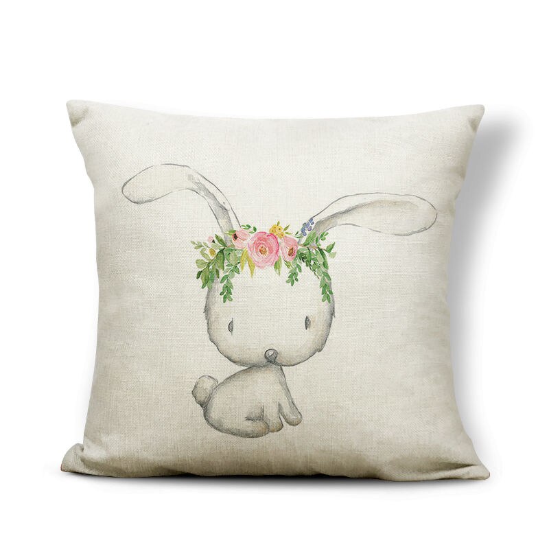 Personalized Animal Painted Goat Rabbit Fox Pillow Square 17x17inches Polyester Garland Deer Balloon Decoration Cushion Covers