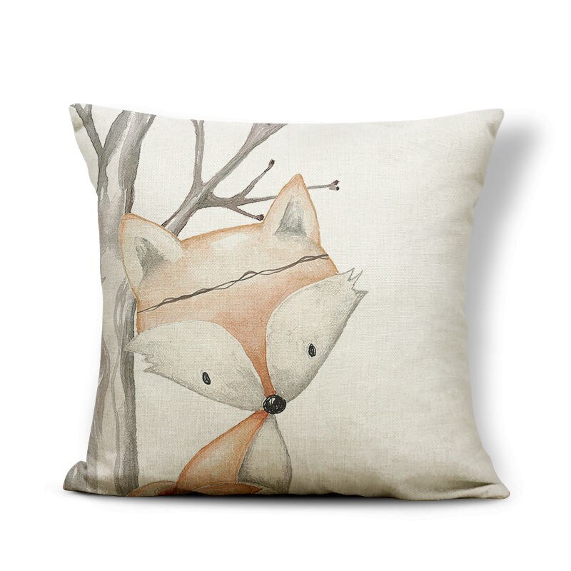 Personalized Animal Painted Goat Rabbit Fox Pillow Square 17x17inches Polyester Garland Deer Balloon Decoration Cushion Covers