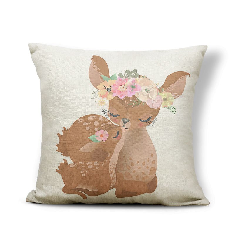 Personalized Animal Painted Goat Rabbit Fox Pillow Square 17x17inches Polyester Garland Deer Balloon Decoration Cushion Covers