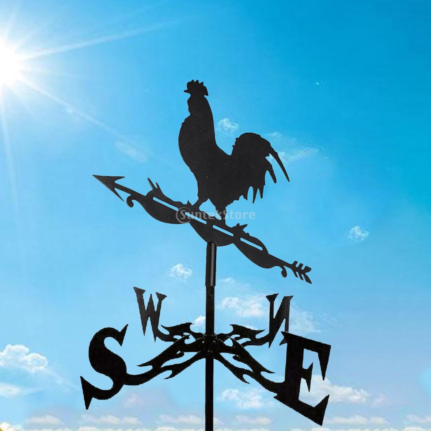 Iron Farmhouse Weather Vane Roof Mount Wind Direction Indicator Kit Outdoor Garden Bracket Weather Wind Speed Spinner