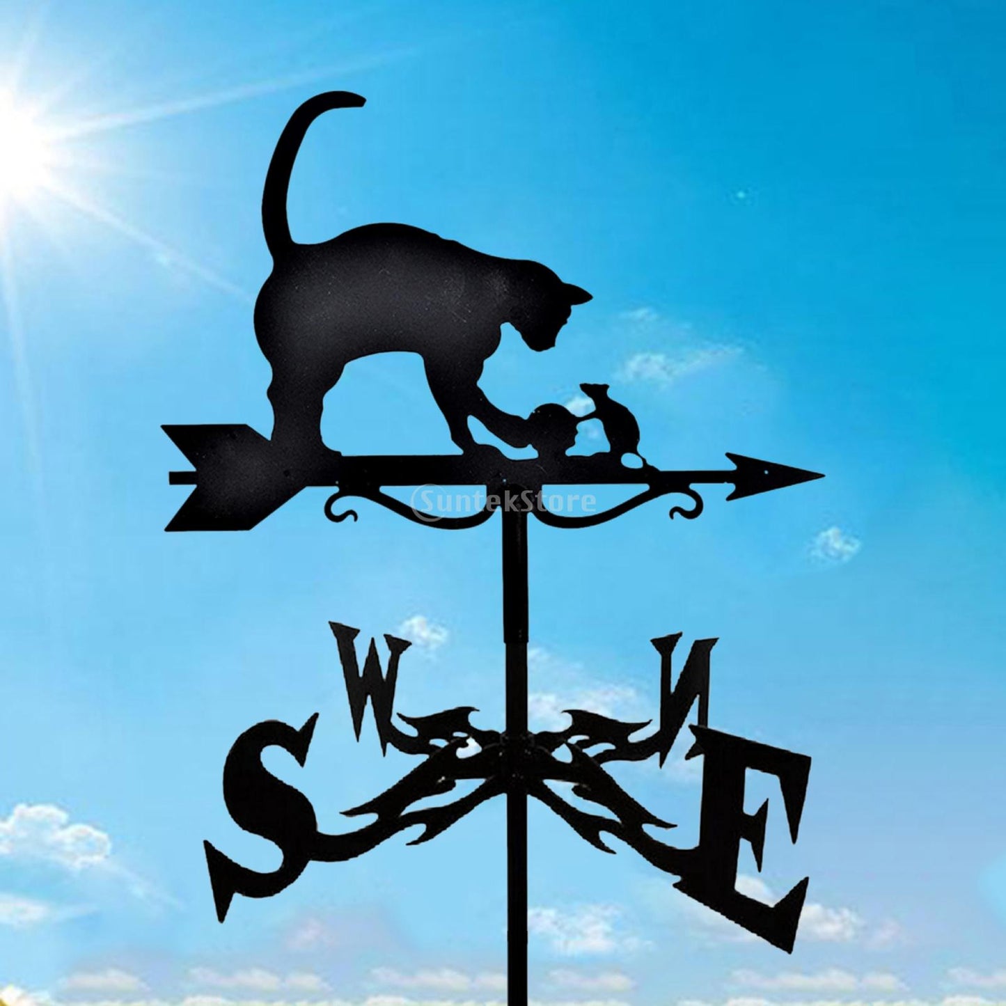 Iron Farmhouse Weather Vane Roof Mount Wind Direction Indicator Kit Outdoor Garden Bracket Weather Wind Speed Spinner