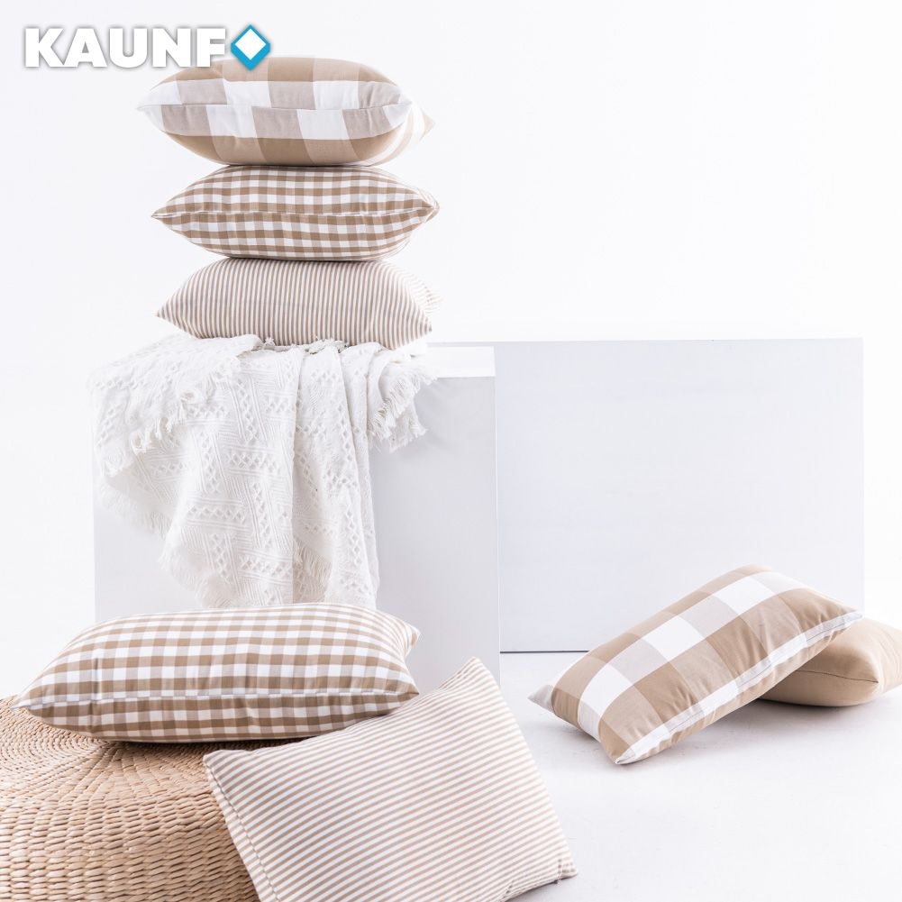 KAUNF Farmhouse Buffalo Check Plaid Throw Pillow Covers Decorative Christmas Cushion Covers Cotton Linen Pillowcase Home Decor