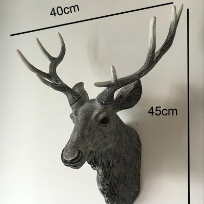 Faux Deer Head, Faux Taxidermy Animal Head Wall Decor Handmade Farmhouse Decor Resin Home Decoration Accessories Modern for Wall