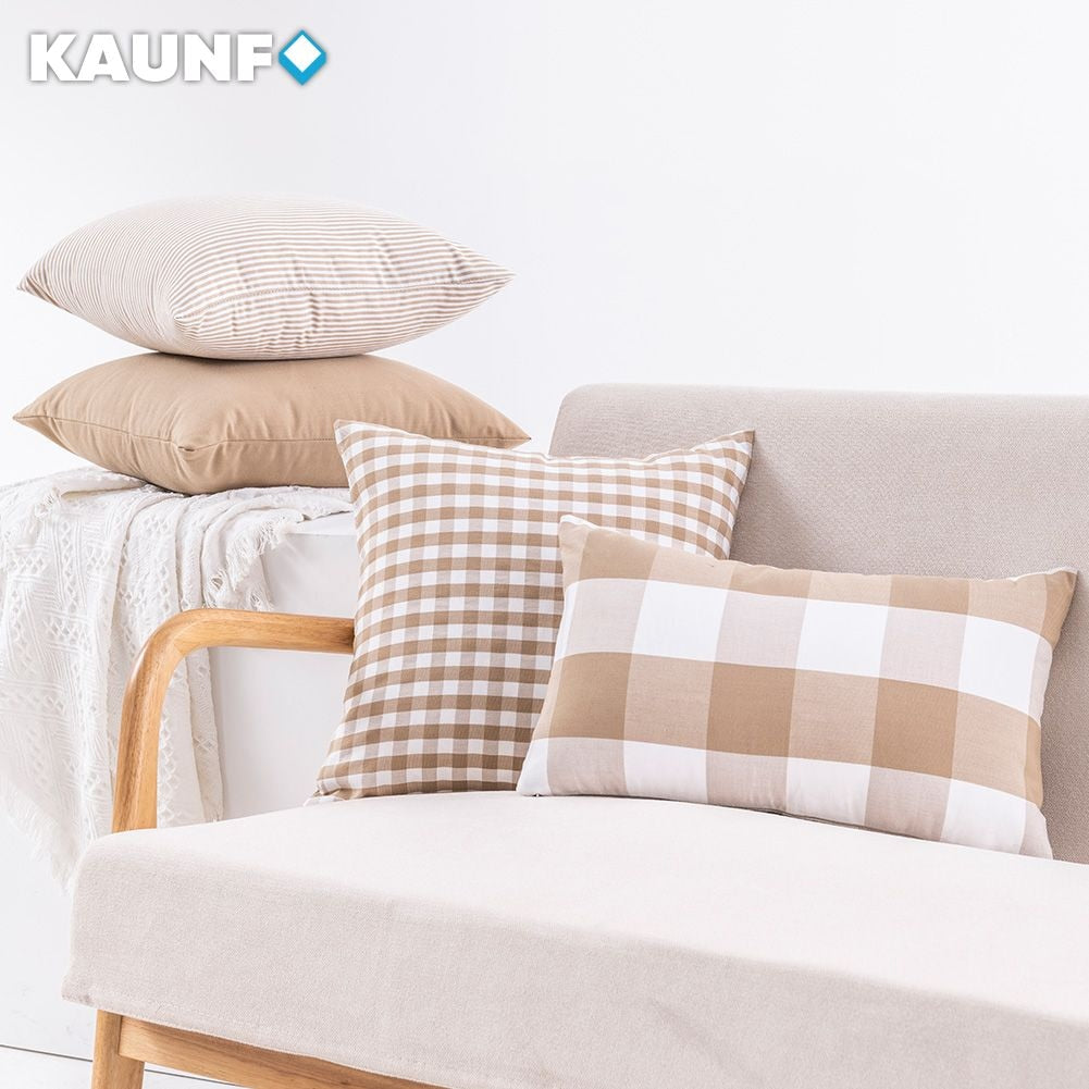 KAUNF Farmhouse Buffalo Check Plaid Throw Pillow Covers Decorative Christmas Cushion Covers Cotton Linen Pillowcase Home Decor