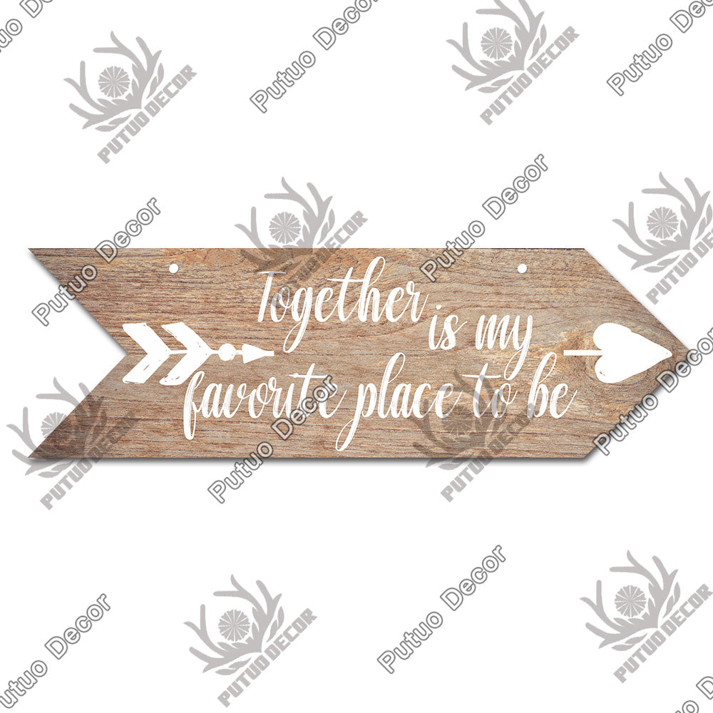 Putuo Decor Hope Wooden Arrow Signs Friendship Wooden Plaque for Wood Hanging Sign Living Room Wall Decor Rustic Home Decor