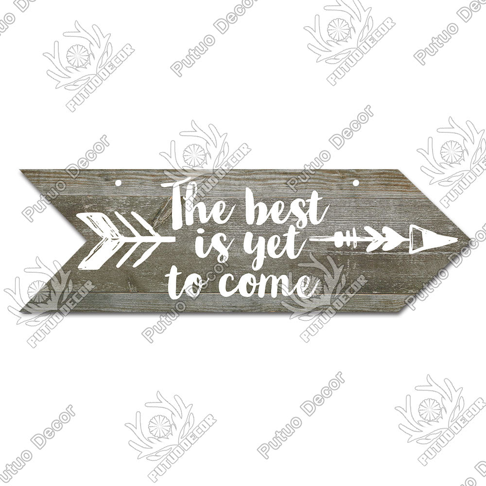 Putuo Decor Hope Wooden Arrow Signs Friendship Wooden Plaque for Wood Hanging Sign Living Room Wall Decor Rustic Home Decor