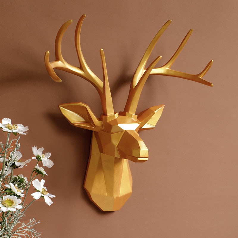 Wall Décor 3d Deer head decorative figures home decoration accessories Animal Sculputre Art for wall Living Room Deer statue