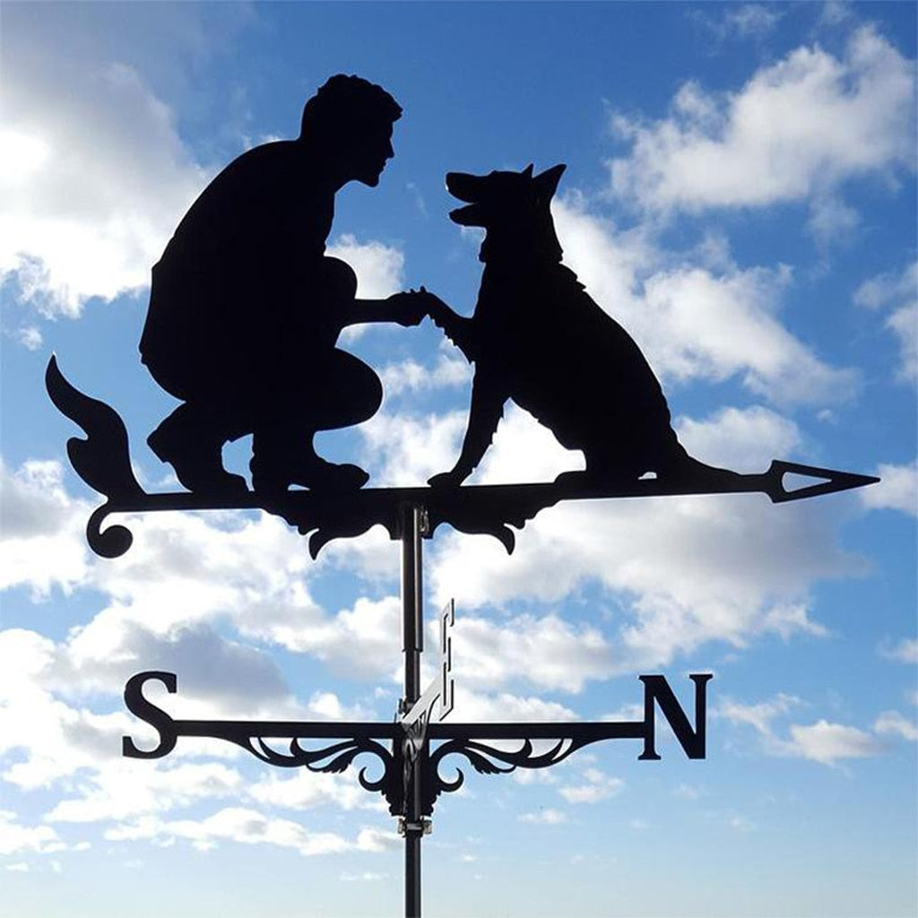 Iron Farmhouse Weather Vane Roof Mount Wind Direction Indicator Kit Outdoor Garden Bracket Weather Wind Speed Spinner