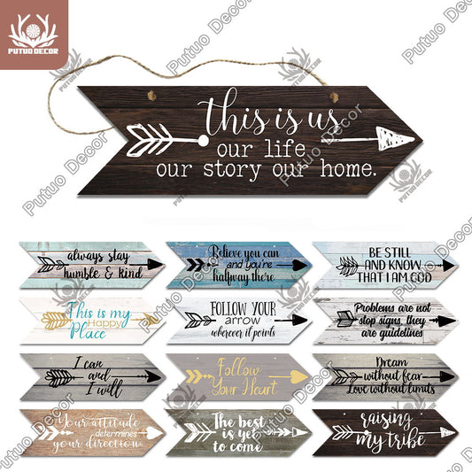 Putuo Decor Hope Wooden Arrow Signs Friendship Wooden Plaque for Wood Hanging Sign Living Room Wall Decor Rustic Home Decor