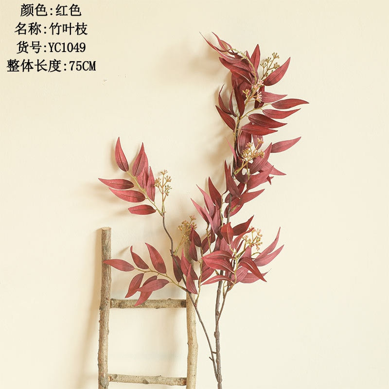 INS Bamboo Leaf long Branch Artificial leaves silk Flowers apartment decorating Wedding farmhouse home decor fake plants willow