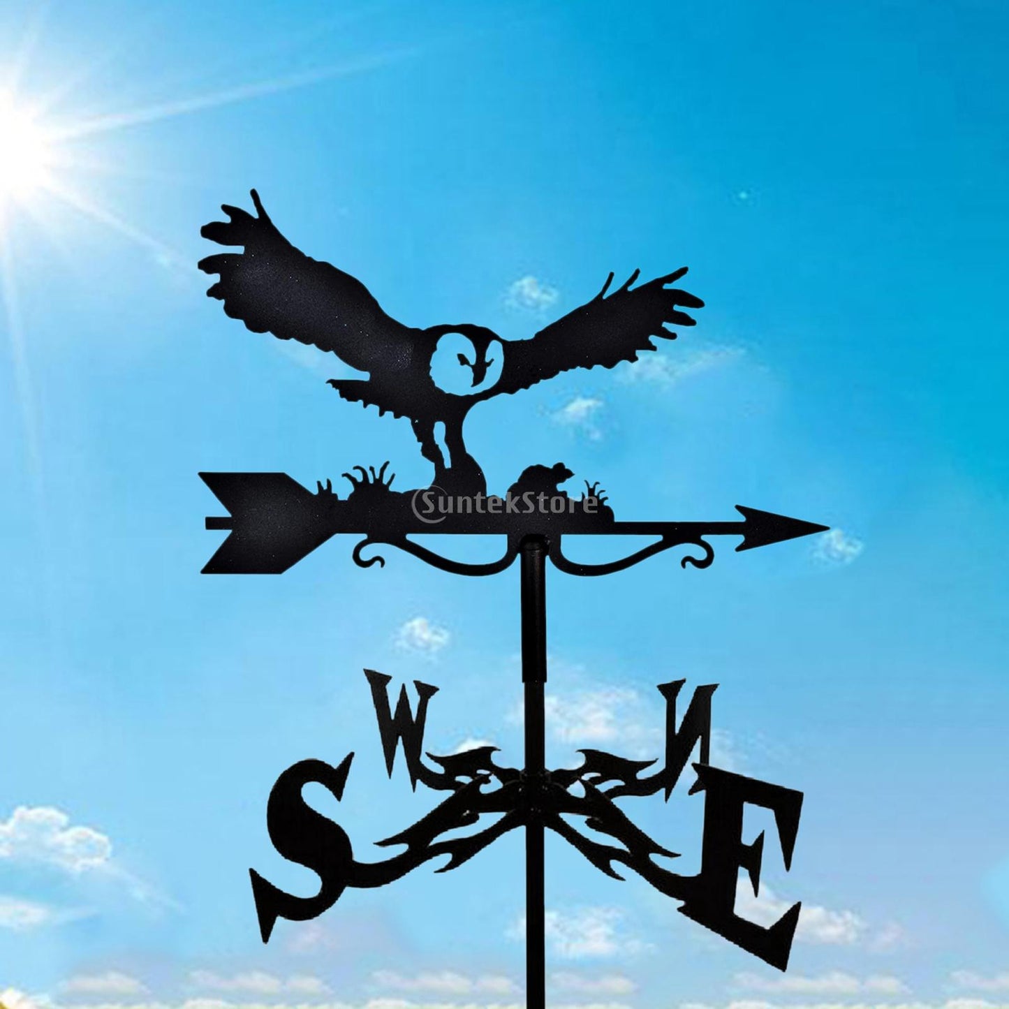 Iron Farmhouse Weather Vane Roof Mount Wind Direction Indicator Kit Outdoor Garden Bracket Weather Wind Speed Spinner