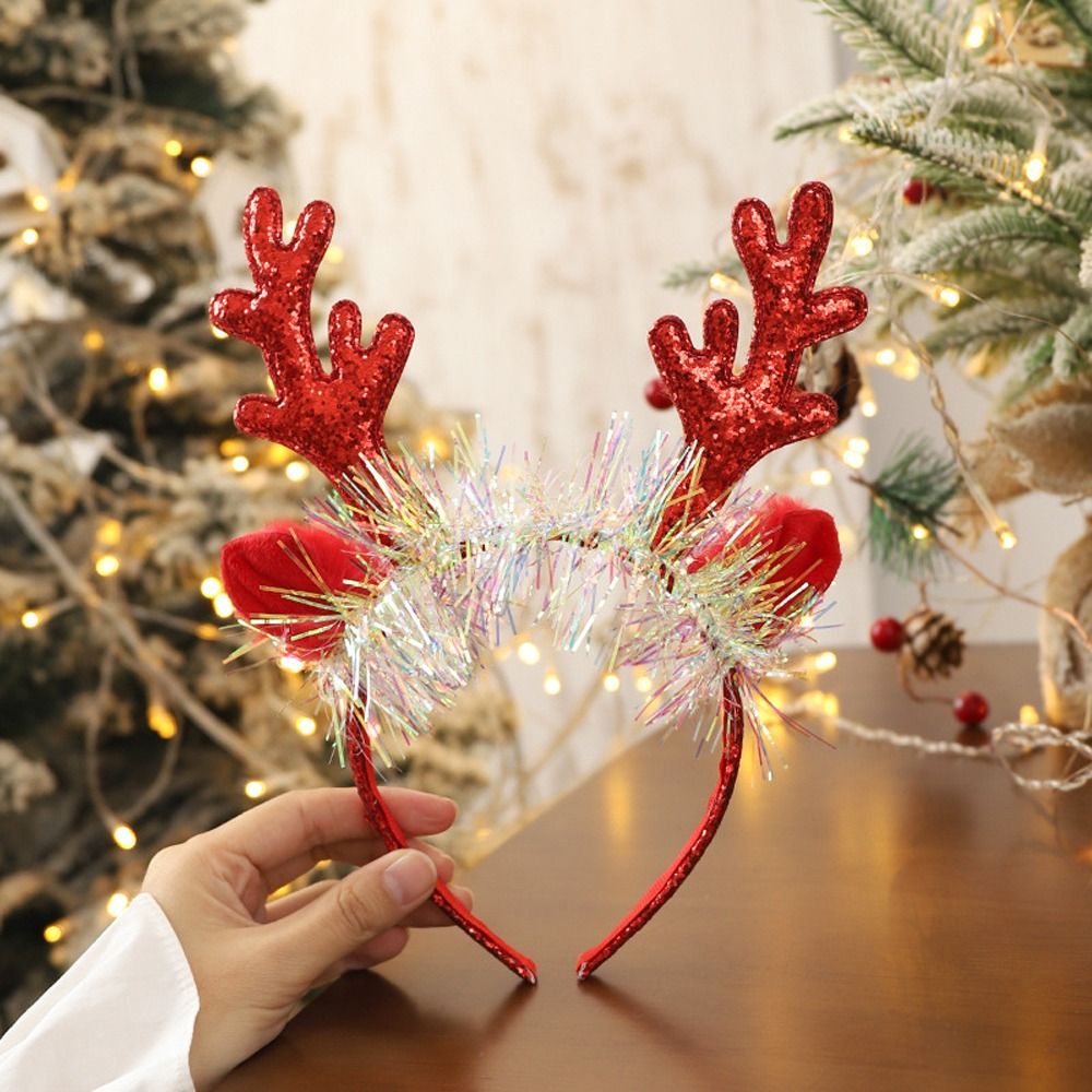 Cute Deer Antlers Branch Flower Twig Headband Creative Fancy Cosplay Headdress for Women Christmas Costume Hair Accessories