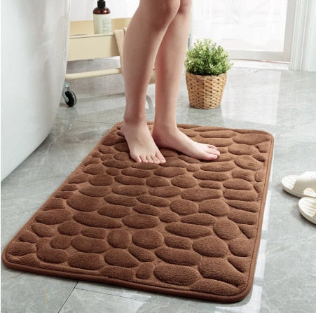 Cobblestone Embossed Bathroom Bath Mat Non-slip Carpets In Wash Basin Bathtub Side Floor Rug Shower Room Doormat Memory Foam Pad