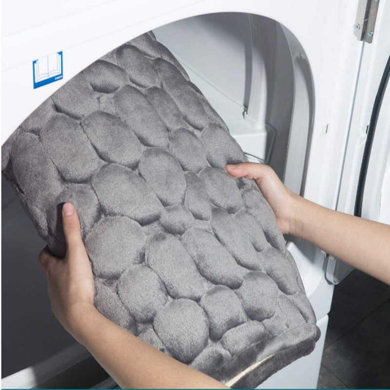 Cobblestone Embossed Bathroom Bath Mat Non-slip Carpets In Wash Basin Bathtub Side Floor Rug Shower Room Doormat Memory Foam Pad