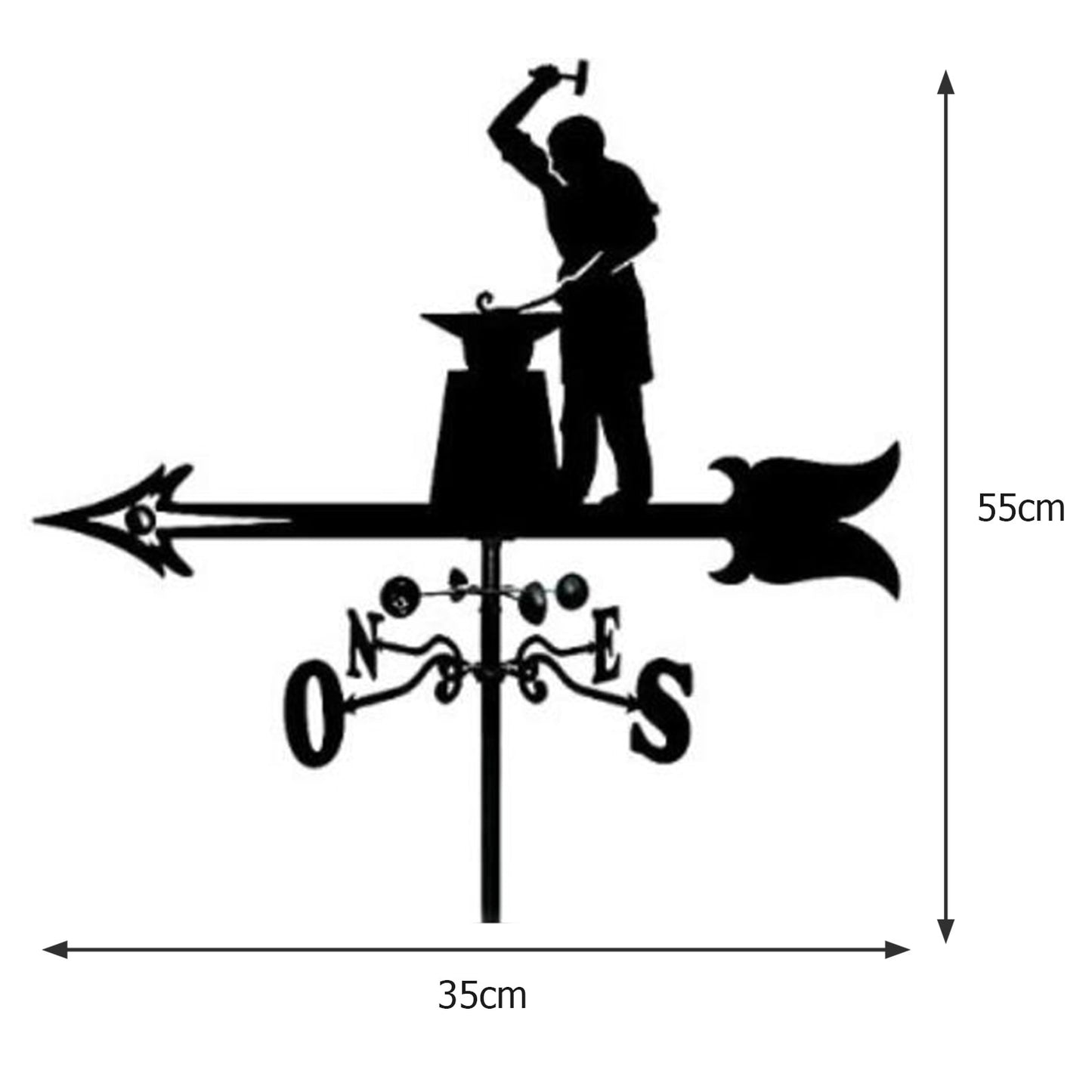 Iron Farmhouse Weather Vane Roof Mount Wind Direction Indicator Kit Outdoor Garden Bracket Weather Wind Speed Spinner