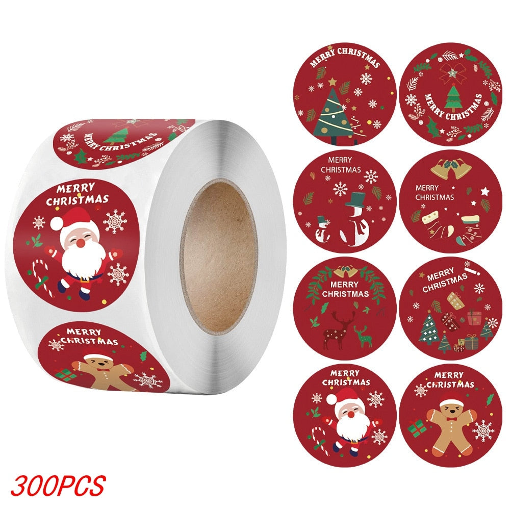 50-500Pcs Christmas Tree Santa Claus Merry Christmas Stickers 2.5cm Gift Sealing Stickers Holiday Candy Bag Box Decoration