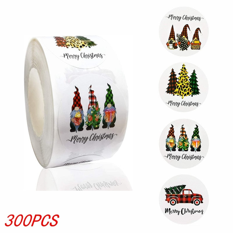 50-500Pcs Christmas Tree Santa Claus Merry Christmas Stickers 2.5cm Gift Sealing Stickers Holiday Candy Bag Box Decoration