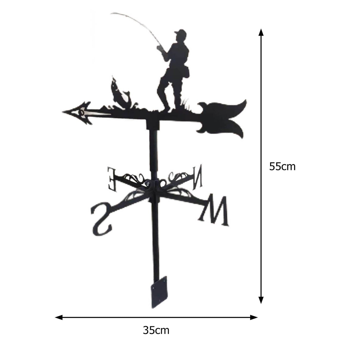 Iron Farmhouse Weather Vane Roof Mount Wind Direction Indicator Kit Outdoor Garden Bracket Weather Wind Speed Spinner