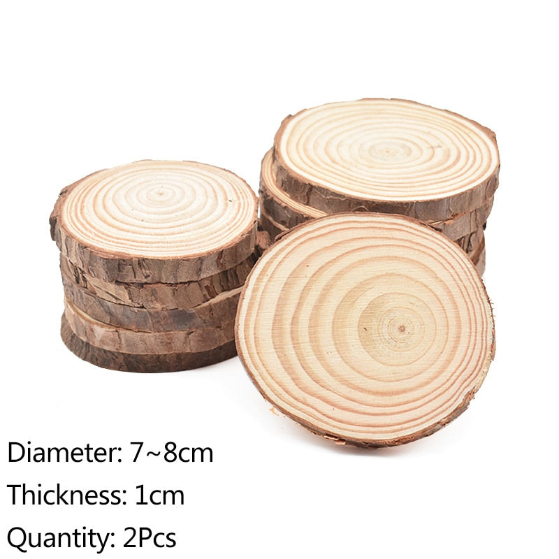 3-12cm Thick Natural Pine Round Unfinished Wood Slices Circles With Tree Bark Log Discs DIY Crafts Rustic Wedding Party Painting