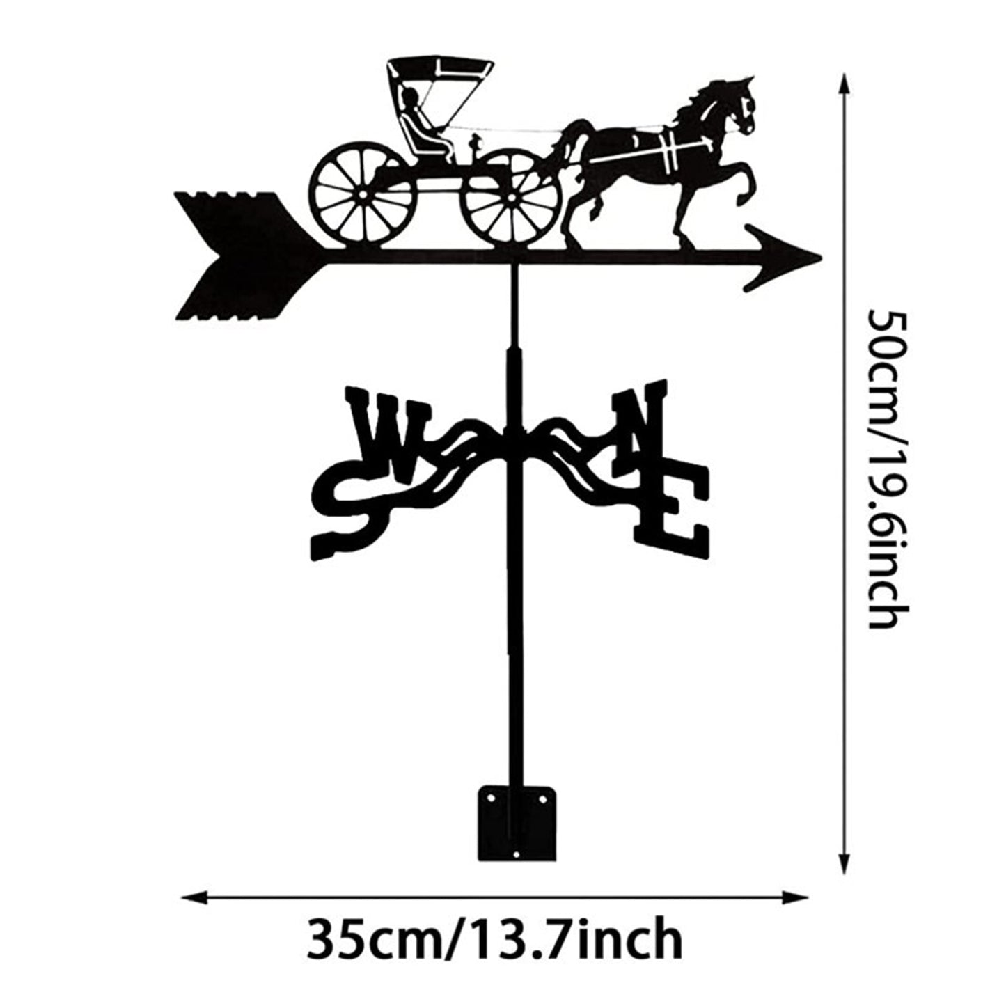 Iron Farmhouse Weather Vane Roof Mount Wind Direction Indicator Kit Outdoor Garden Bracket Weather Wind Speed Spinner