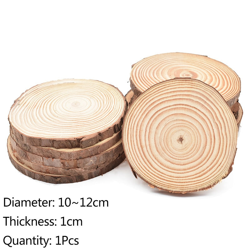 3-12cm Thick Natural Pine Round Unfinished Wood Slices Circles With Tree Bark Log Discs DIY Crafts Rustic Wedding Party Painting