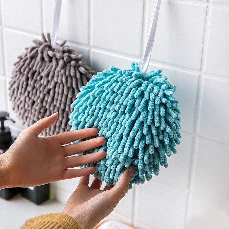 Soft Chenille Hand Towel Ball Super Absorbent Hanging Wipes Cloth Plush Sponge Microfiber Towels Bathroom Kitchen Accessories