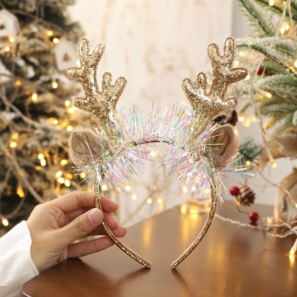 Cute Deer Antlers Branch Flower Twig Headband Creative Fancy Cosplay Headdress for Women Christmas Costume Hair Accessories