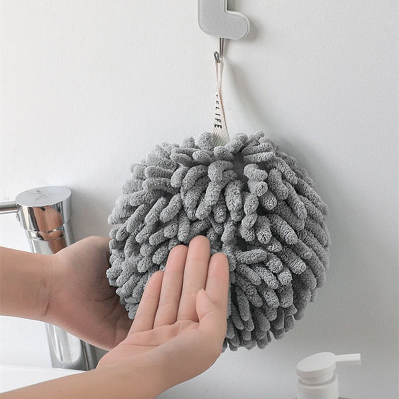 Soft Chenille Hand Towel Ball Super Absorbent Hanging Wipes Cloth Plush Sponge Microfiber Towels Bathroom Kitchen Accessories