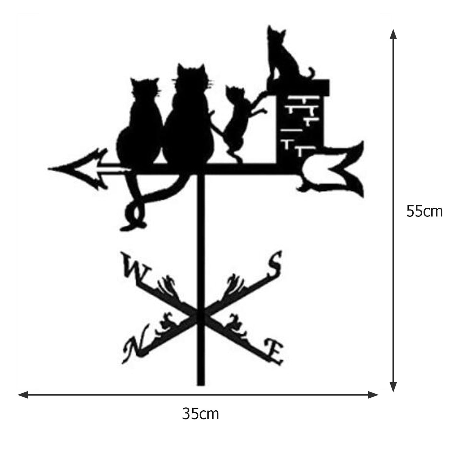 Iron Farmhouse Weather Vane Roof Mount Wind Direction Indicator Kit Outdoor Garden Bracket Weather Wind Speed Spinner