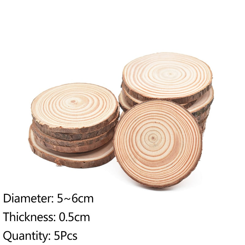 3-12cm Thick Natural Pine Round Unfinished Wood Slices Circles With Tree Bark Log Discs DIY Crafts Rustic Wedding Party Painting