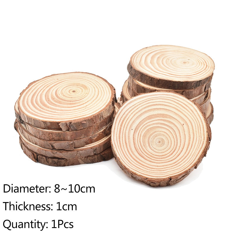 3-12cm Thick Natural Pine Round Unfinished Wood Slices Circles With Tree Bark Log Discs DIY Crafts Rustic Wedding Party Painting