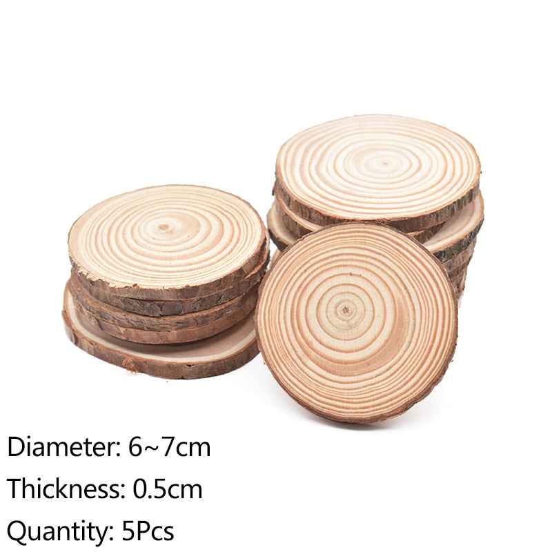 3-12cm Thick Natural Pine Round Unfinished Wood Slices Circles With Tree Bark Log Discs DIY Crafts Rustic Wedding Party Painting